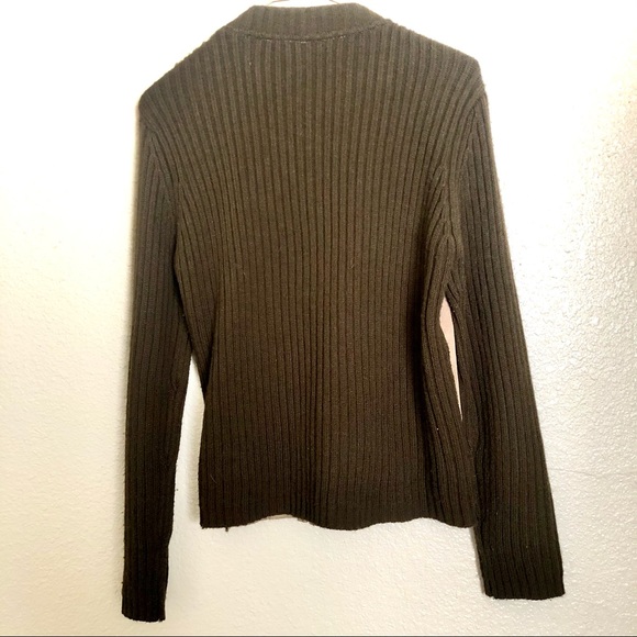 Vintage Brown Suede and Knit Front Zip Sweater Jacket - Picture 4 of 4